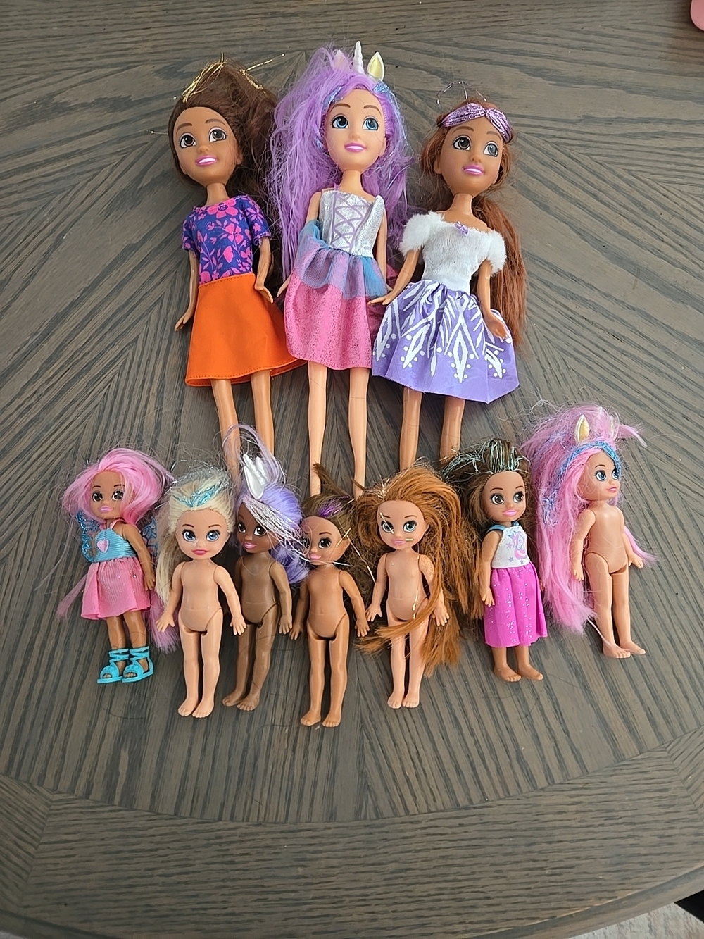 Zuru Sparkle Girlz Fashion Baby Pretend Dolls Lot of 11 Rainbow Hair 10" 4" Toys